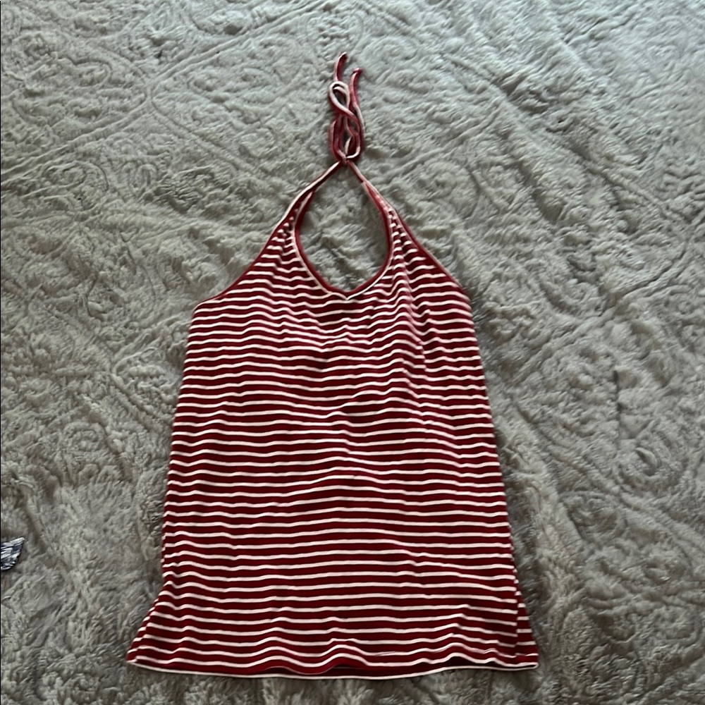 American Eagle Outfitters Red and White Striped Tank Top